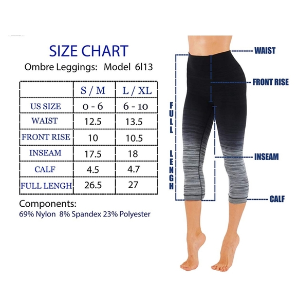 Ombre leggings dry fit workout pants capri - Picture 2 of 3